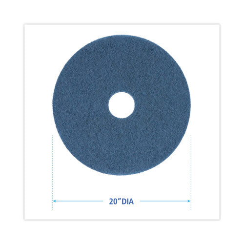 Scrubbing Floor Pads, 20" Diameter, Blue, 5/carton