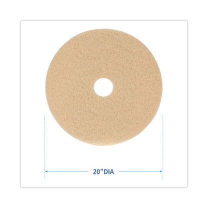 Burnishing Floor Pads, 20" Diameter, Tan, 5/carton