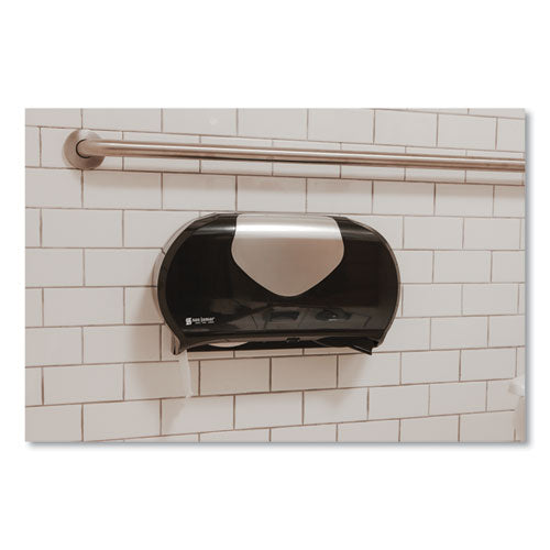 Twin 9" Jumbo Bath Tissue Dispenser, Summit, 20.07 X 5.88 X 11.9, Black/faux Stainless Steel