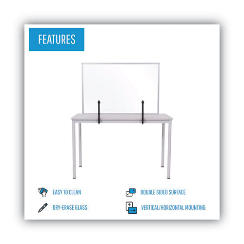 Protector Series Glass Aluminum Desktop Divider, 47.2 X 0.16 X 35.4, Clear