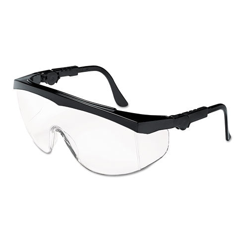 Tomahawk Wraparound Safety Glasses, Black Nylon Frame, Clear Lens, 12/box