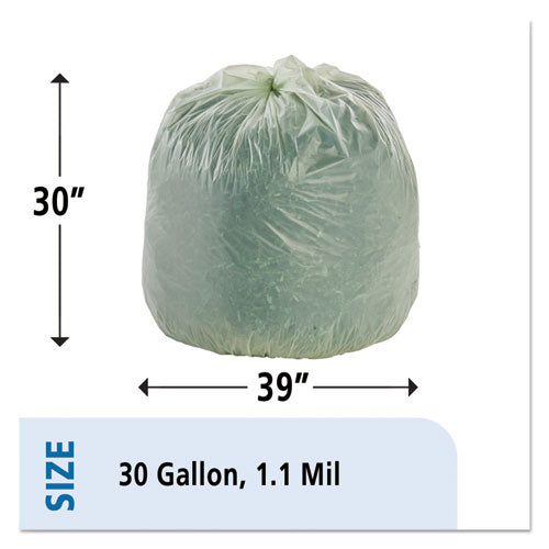 Ecosafe-6400 Bags, 30 Gal, 1.1 Mil, 30" X 39", Green, 48/box