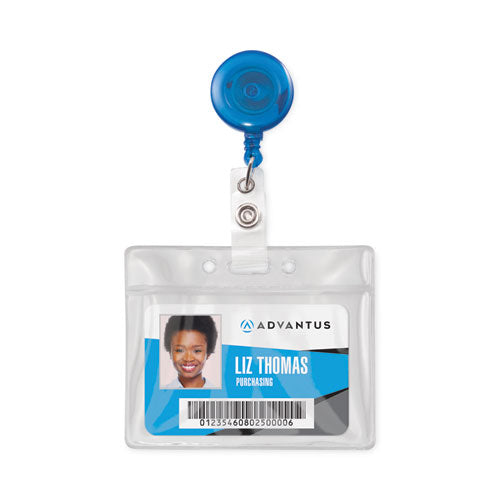 Translucent Retractable Id Card Reel, 30" Extension, Blue, 12/pack