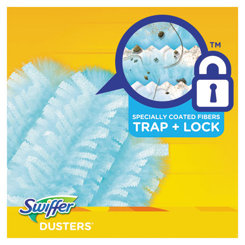 Dusters Starter Kit, Dust Lock Fiber, 6" Handle, Blue/yellow, 6/carton