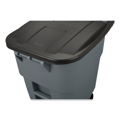 Square Brute Rollout Container, 50 Gal, Molded Plastic, Gray