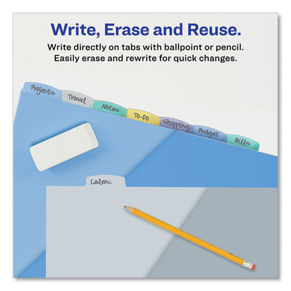 Write And Erase Durable Plastic Dividers With Slash Pocket, 3-hold Punched, 8-tab, 11.13 X 9.25, Assorted, 1 Set