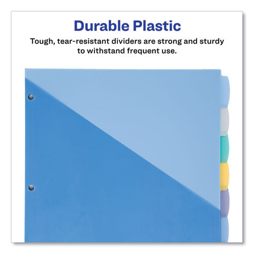 Write And Erase Durable Plastic Dividers With Slash Pocket, 3-hold Punched, 8-tab, 11.13 X 9.25, Assorted, 1 Set