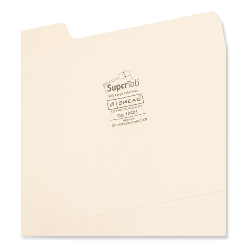 Supertab Top Tab File Folders, 1/3-cut Tabs: Assorted, Letter Size, 0.75" Expansion, 14-pt Manila, 50/box