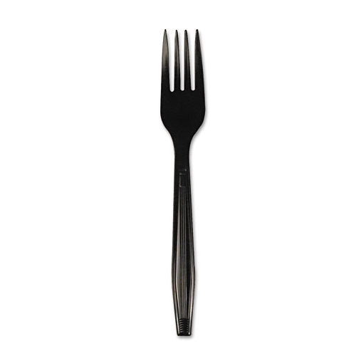 Heavyweight Polystyrene Cutlery, Fork, Black, 1000/carton