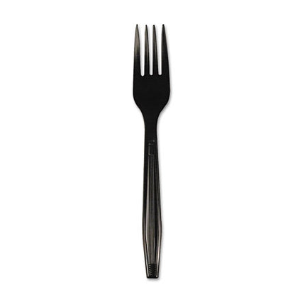 Heavyweight Polystyrene Cutlery, Fork, Black, 1000/carton