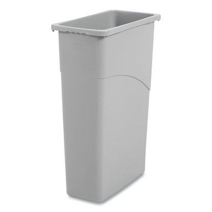 Slim Waste Container, 23 Gal, Plastic, Gray