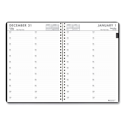 24/7 Recycled Daily Appointment Book/monthly Planner, 10 X 7, Black Cover, 12-month (jan To Dec): 2024