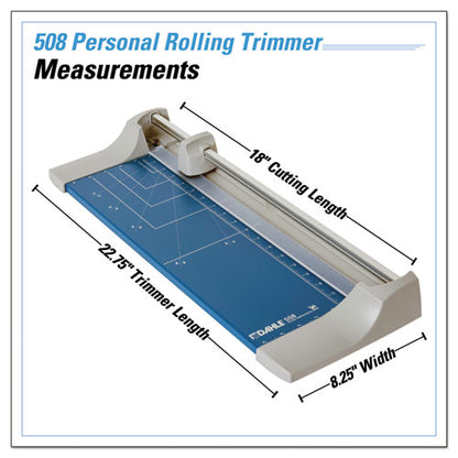 Rolling/rotary Paper Trimmer/cutter, 7 Sheets, 18" Cut Length, Metal Base, 8.25 X 22.88