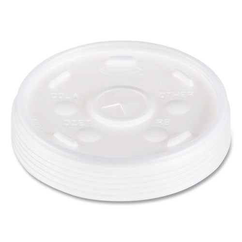 Plastic Lids, Fits 12 Oz To 24 Oz Hot/cold Foam Cups, Straw-slot Lid, White, 100/pack, 10 Packs/carton