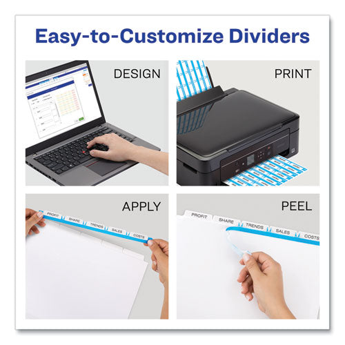 Print And Apply Index Maker Clear Label Dividers, Extra Wide Tab, 5-tab, White Tabs, 11.25 X 9.25, White, 5 Sets