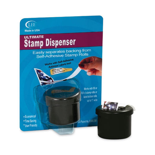 Ultimate Stamp Dispenser, One 100 Count Roll, Black, Plastic, 2" Diameter X 1.69"h