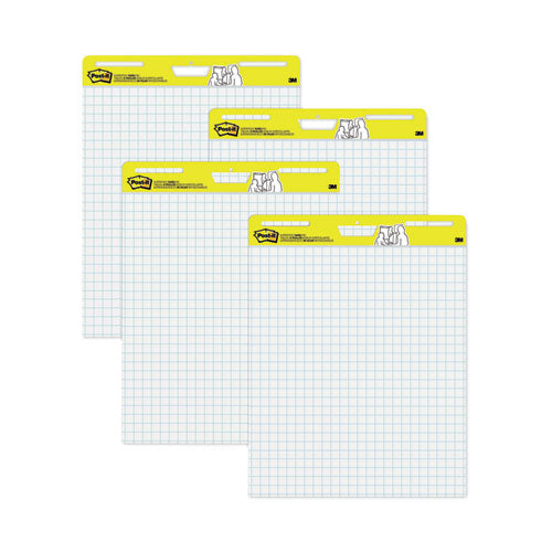 Vertical-orientation Self-stick Easel Pad Value Pack, Quadrille Rule (1 Sq/in), 25 X 30, White, 30 Sheets, 4/carton