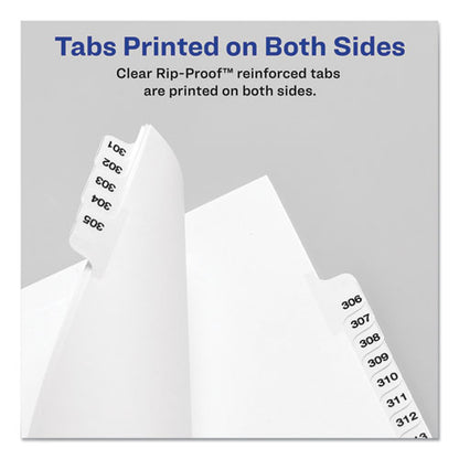 Preprinted Legal Exhibit Side Tab Index Dividers, Avery Style, 25-tab, 51 To 75, 11 X 8.5, White, 1 Set, (1332)