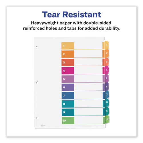 Customizable Toc Ready Index Multicolor Tab Dividers, Uncollated, 10-tab, 1 To 10, 11 X 8.5, White, 24 Sets