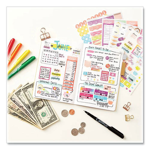 Budgeting Planner Stickers, Budget Theme, Assorted Colors, 1,224/pack