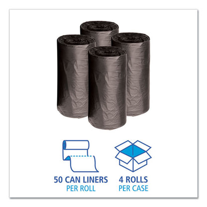 Low-density Waste Can Liners, 10 Gal, 0.35 Mil, 24" X 23", Black, 50 Bags/roll, 10 Rolls/carton