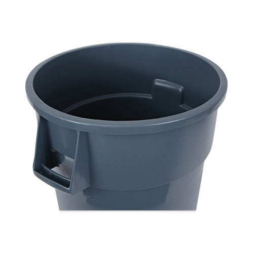 Round Waste Receptacle, 44 Gal, Plastic, Gray