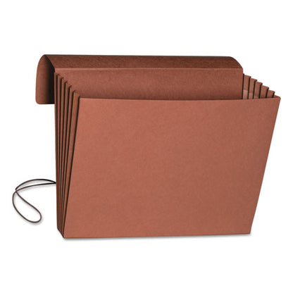 Extra-wide Expanding Wallets With Elastic Cord, 5.25" Expansion, 1 Section, Elastic Cord Closure, Legal Size, Redrope