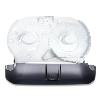 Twin 9" Jumbo Tissue Dispenser, Classic, 19 X 5.25 X 12, Transparent Black Pearl