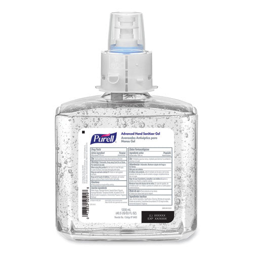 Advanced Hand Sanitizer Gel Refill, 1,200 Ml, Clean Scent, For Es6 Dispensers, 2/carton