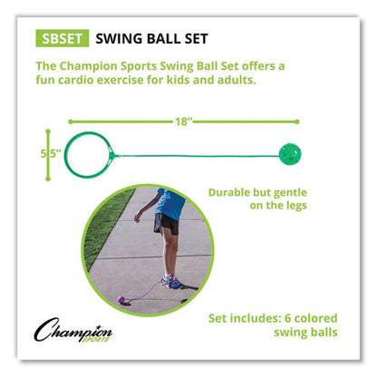 Swing Ball Set, 5.5" Diameter, Assorted Colors, 6/set