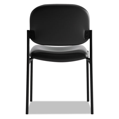 Vl606 Stacking Guest Chair Without Arms, Bonded Leather Upholstery, 21.25" X 21" X 32.75", Black Seat, Black Back, Black Base