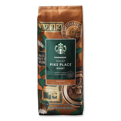 Whole Bean Coffee, Decaffeinated, Pike Place, 1 Lb, Bag, 6/carton