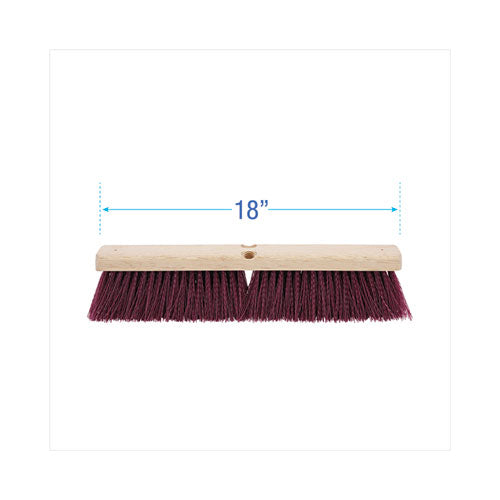 Floor Brush Head, 3" Maroon Heavy-duty Polypropylene Bristles, 18" Brush