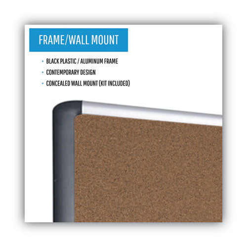 Tech Cork Board, 48 X 36, Tan Surface, Silver/black Aluminum Frame