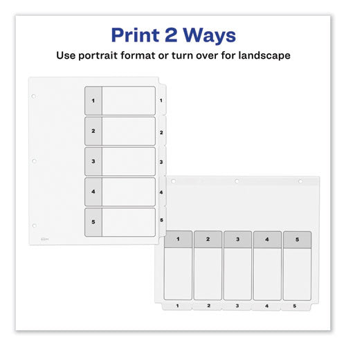 Customizable Toc Ready Index Black And White Dividers, 5-tab, 1 To 5, 11 X 8.5, 1 Set