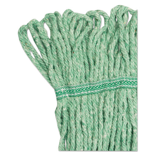 Super Loop Wet Mop Head, Cotton/synthetic Fiber, 5" Headband, Medium Size, Green, 12/carton