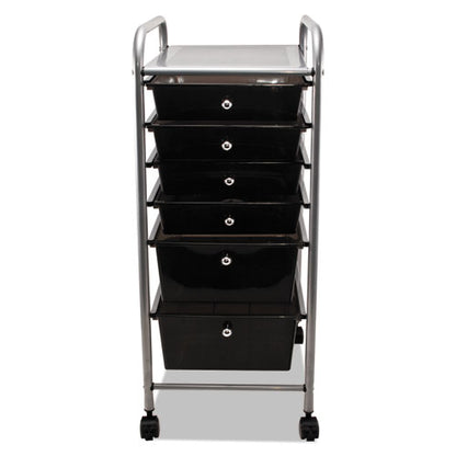 Portable Drawer Organizer, Metal, 1 Shelf, 6 Drawers, 13" X 15.38" X 32.13", Matte Gray/smoke