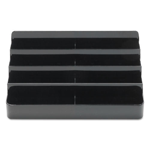 8-tier Recycled Business Card Holder, Holds 400 Cards, 7.88 X 3.88 X 3.38, Plastic, Black