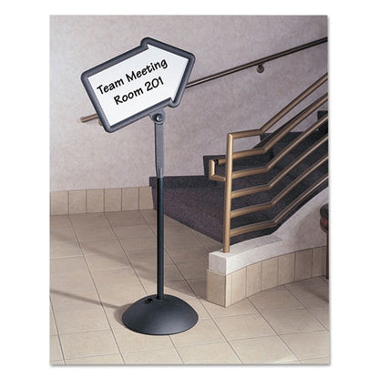 Writeway Double-sided Magnetic Dry Erase Standing Message Sign, Arrow, 64.25" Tall Black Stand, 25.5 X 17.75 White Face