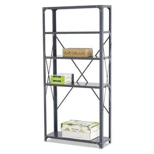 Commercial Steel Shelving Unit, Five-shelf, 36w X 12d X 75h, Dark Gray