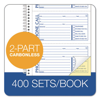 Second Nature Phone Call Book, Two-part Carbonless, 5 X 2.75, 4 Forms/sheet, 400 Forms Total