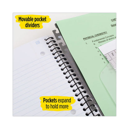 Advance Wirebound Notebook, Six Pockets, 3-subject, Medium/college Rule, Randomly Assorted Cover Color, (150) 11 X 8.5 Sheets