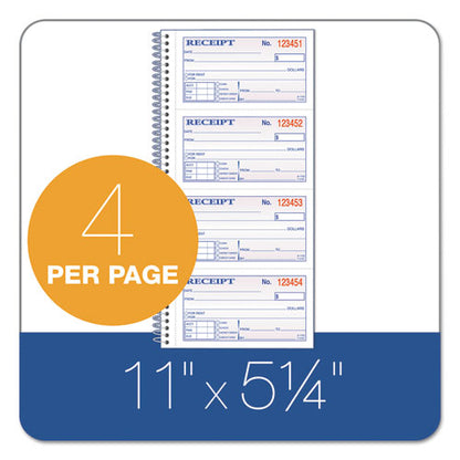 2-part Receipt Book, Two-part Carbonless, 4.75 X 2.75, 4 Forms/sheet, 200 Forms Total