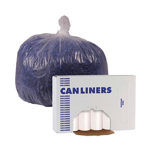 High-density Can Liners, 60 Gal, 11 Mic, 38" X 58", Natural, 25 Bags/roll, 8 Rolls/carton