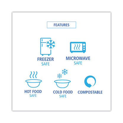 Bagasse Dinnerware, 5-compartment Tray, 10 X 8, White, 500/carton