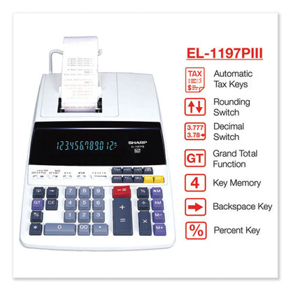 El1197piii Two-color Printing Desktop Calculator, Black/red Print, 4.5 Lines/sec