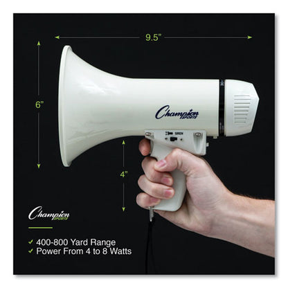 Megaphone, 4 W To 8 W, 400 Yds Range, White