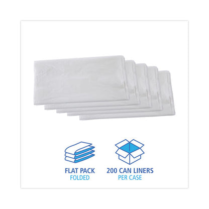 High Density Industrial Can Liners Flat Pack, 60 Gal, 13 Mic, 38 X 60, Natural, 200/carton