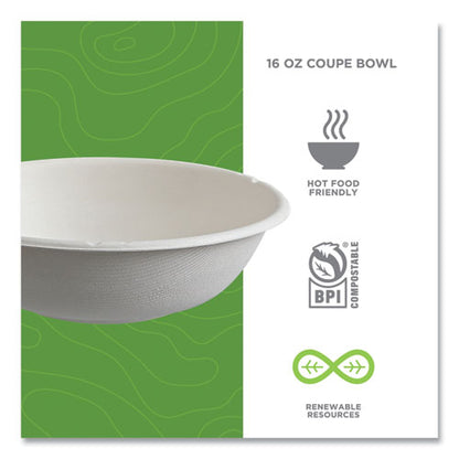 Vanguard Renewable And Compostable Sugarcane Bowls, 16 Oz, White, 800/carton