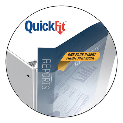 Quickfit D-ring View Binder, 3 Rings, 1" Capacity, 11 X 8.5, White